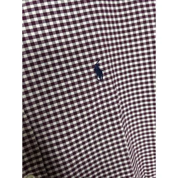 Vintage Ralph Lauren Men’s Custom Fit Button Down Shirt XL Red White Checkered - Picture 3 of 7